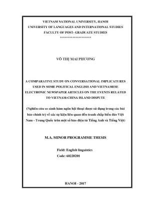 Luận văn thạc sĩ a comparative study on conversational implicatures used in political electronic english and vietnamese articles on vietnam china island disputes
