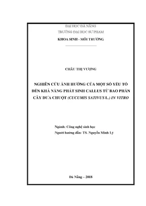 Luận văn tốt nghiệp nghiên cứu ảnh hưởng của một số yếu tố đến khả năng phát sinh callus từ bao phấn cây dưa chuột cucumis sativus l in vitro