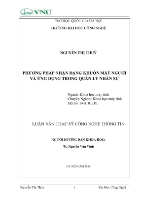 Luận văn thạc sĩ phương pháp nhận dạng khuôn mặt người và ứng dụng trong quản lý nhân sự luận văn ths máy tính 84801