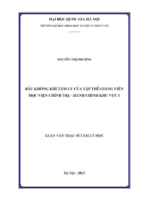 Luận văn thạc sĩ bầu không khí tâm lý của tập thể giảng viên học viện chính trị hành chính khu vực i