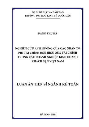 Luận án tiến sĩ nghiên cứu ảnh hưởng của các nhân tố phi tài chính đến hiệu quả tài chính trong các doanh nghiệp kinh doanh khách sạn việt nam