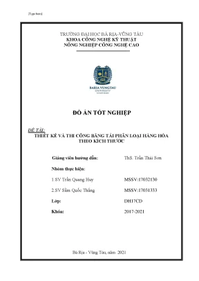Luận văn tốt nghiệp thiết kế và thi công băng tải phân loại hàng hóa theo kích thước