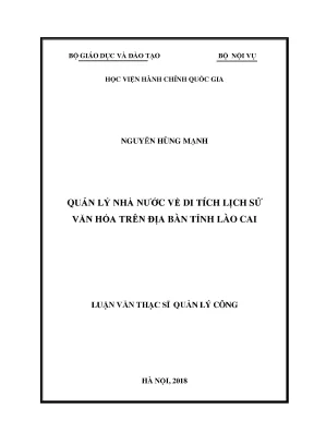 Luận văn thạc sĩ quản lý nhà nước về di tích lịch sử văn hóa trên địa bàn tỉnh lào cai