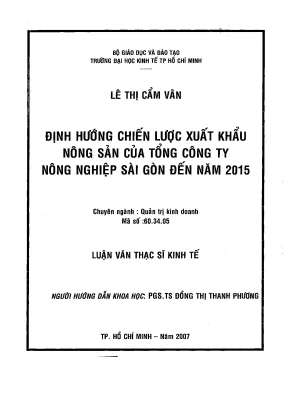 Luận văn thạc sĩ định hướng chiến lược xuất khẩu nông sản của tổng công ty nông nghiệp sài gòn đến năm 2015 luận văn thạc sĩ 002