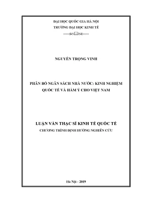 Luận văn thạc sĩ phân bổ ngân sách nhà nước kinh nghiệm quốc tế và hàm ý cho việt nam