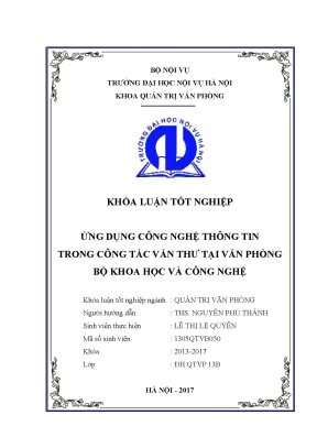 Luận văn tốt nghiệp ứng dụng công nghệ thông tin trong công tác văn thư tại bộ khoa học và công nghệ