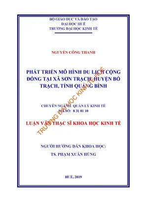 Luận văn thạc sĩ phát triển mô hình du lịch cộng đồng tại xã sơn trạch huyện bố trạch tỉnh quảng bình