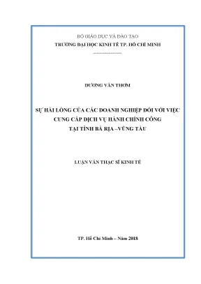 Luận văn thạc sĩ sự hài lòng của các doanh nghiệp với việc cung cấp dịch vụ hành chính công tại tỉnh bà rịa vũng tàu