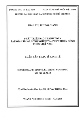 Luận văn thạc sĩ phát triển bao thanh toán tại ngân hàng nông nghiệp và phát triển nông thôn việt nam