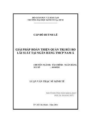 Luận văn thạc sĩ giải pháp hoàn thiện quản trị rủi ro lãi suất tại ngân hàng thương mại cổ phần nam á luận văn thạc sĩ