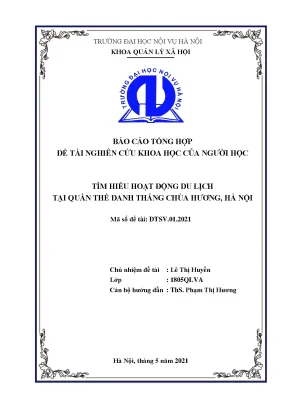 Luận văn tốt nghiệp tìm hiểu hoạt động du lịch tại quần thể danh thắng chùa hương hà nội