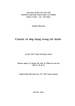 Luận văn thạc sĩ copula và ứng dụng trong tài chính