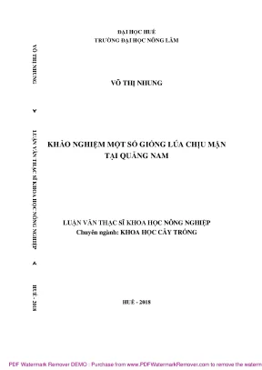Luận văn thạc sĩ khảo nghiệm một số giống lúa chịu mặn tại quảng nam