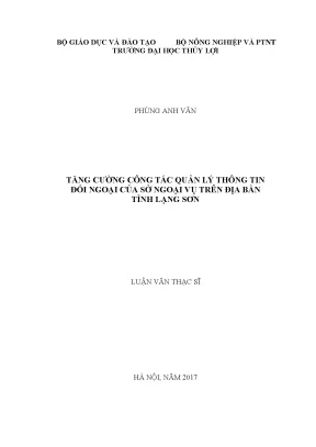 Luận văn thạc sĩ tăng cường công tác quản lý thông tin đối ngoại của sở ngoại vụ trên địa 2 bàn tỉnh lạng sơn