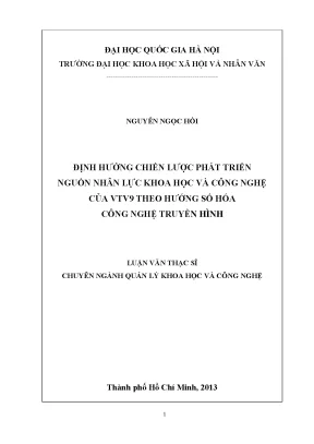 Luận văn thạc sĩ định hướng chiến lược phát triển nguồn nhân lực khoa học và công nghệ của vtv9 theo hướng số hóa công nghệ truyền hình 002