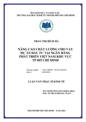 Luận văn thạc sĩ nâng cao chất lượng cho vay dự án đầu tư tại ngân hàng phát triển việt nam khu vực tp hcm