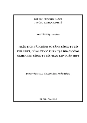 Luận văn thạc sĩ phân tích tài chính so sánh công ty cổ phần fpt công ty cổ phần tập đoàn công nghệ cmc công ty cổ phần tập đoàn hipt