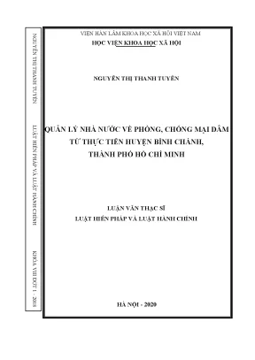 Luận án tiến sĩ quản lý nhà nước về phòng chống mại dâm từ thực tiễn huyện bình chánh thành phố hồ chí minh
