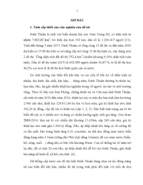 Luận án quản lý cấp nước các đô thị tỉnh bình thuận trong điều kiện biến đổi khí hậu