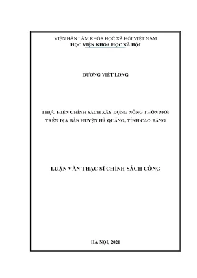 Luận văn thạc sĩ thực hiện chính sách xây dựng nông thôn mới trên địa bàn huyện hà quảng tỉnh cao bằng