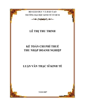 Luận văn thạc sĩ kế toán chi phí thuế thu nhập doanh nghiệp