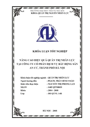Luận văn tốt nghiệp nâng cao hiệu quả quản trị nhân lực tại công ty cổ phần dịch vụ bất động sản an cư thành phố hà nội