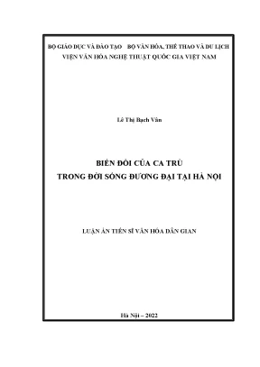 Luận án tiến sĩ biến đổi của ca trù trong đời sống đương đại tại hà nội