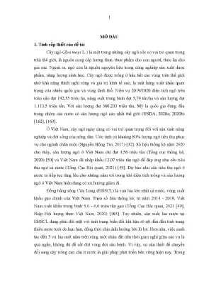 Luận án nghiên cứu tuyển chọn giống và biện pháp kỹ thuật canh tác ngô zea mays l trên nền đất lúa chuyển đổi tại tỉnh long an và đồng tháp