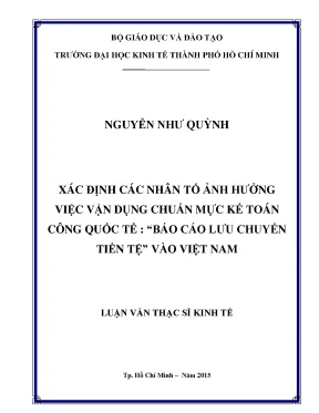 Luận văn thạc sĩ xác định các nhân tố ảnh hưởng việc vận dụng chuẩn mực kế toán công quốc tế báo cáo lưu chuyển tiền tệ vào việt nam