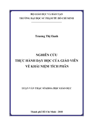 Luận văn thạc sĩ nghiên cứu thực hành dạy học của giáo viên về khái niệm tích phân