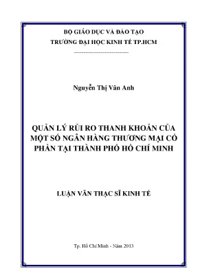 Luận văn thạc sĩ quản lý rủi ro thanh khoản của một số ngân hàng tmcp tại tphcm