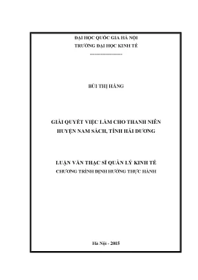 Luận văn thạc sĩ giải quyết việc làm cho thanh niên huyện nam sách tỉnh hải dương