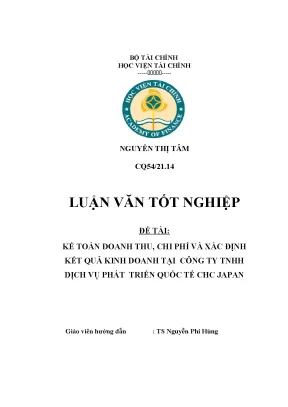 Luận văn tốt nghiệp kế toán doanh thu chi phí và xác định kết quả kinh doanh tại công ty tnhh dịch vụ phát triển quốc tế chc japan