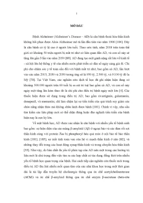 Luận án thiết kế tổng hợp và đánh giá tác động ức chế acetylcholinesterase và beta amyloid của một số dẫn chất tương đồng curcumin và flavonoid