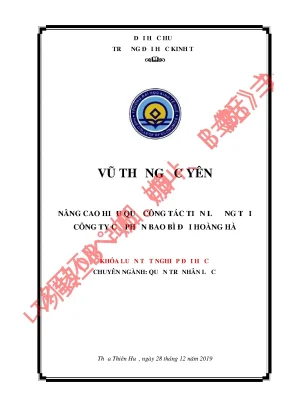 Luận văn tốt nghiệp nâng cao hiệu quả công tác tiền lương tại công ty cổ phần bao bì đại hoàng hà