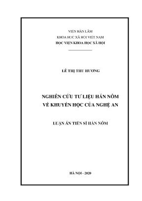 Luận án tiến sĩ nghiên cứu tư liệu hán nôm về khuyến học của nghệ an