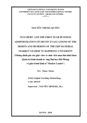Luận văn thạc sĩ teachers and the first year business administration students evaluations of the merits and demerits of the ebp material market leader in hai phong university