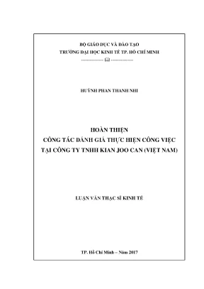 Luận văn thạc sĩ hoàn thiện công tác đánh giá thực hiện công việc tại công ty tnhh kian joo can việt nam