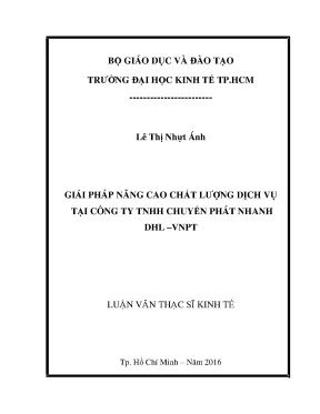 Luận văn thạc sĩ giải pháp nâng cao chất lượng dịch vụ tại công ty trách nhiệm hữu hạn chuyển phát nhanh dhl vnpt