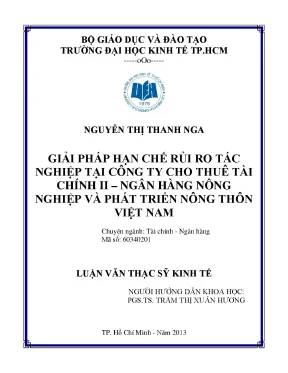 Luận văn thạc sĩ giải pháp hạn chế rủi ro tác nghiệp tại công ty cho thuê tài chính ngân hàng nông nghiệp và phát triển nông thôn việt nam