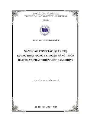 Luận văn thạc sĩ nâng cao công tác quản trị rủi ro hoạt động tại ngân hàng tmcp đầu tư và phát triển việt nam bidv