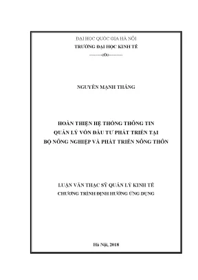 Luận văn thạc sĩ hoàn thiện hệ thống thông tin quản lý vốn đầu tư phát triển tại bộ nông nghiệp và phát triển nông thôn