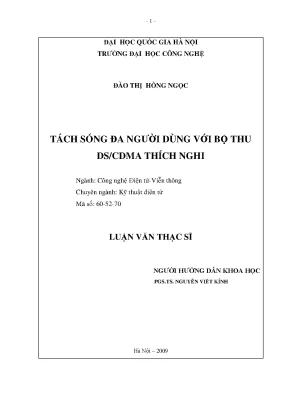 Luận văn thạc sĩ tách sóng đa người dùng với bộ thu ds cdma thích nghi