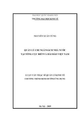 Luận văn thạc sĩ quản lý chi ngân sách nhà nước tại tổng cục biển và hải đảo việt nam