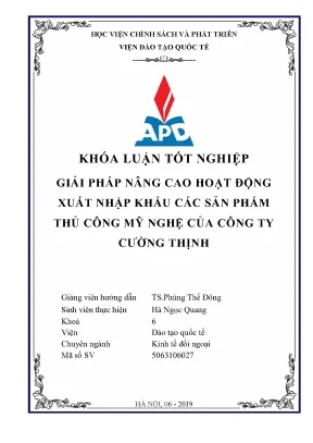 Luận văn tốt nghiệp giải pháp nâng cao hoạt động xuất nhập khẩu các sản phẩm thủ công mỹ nghệ của công ty cường thịnh