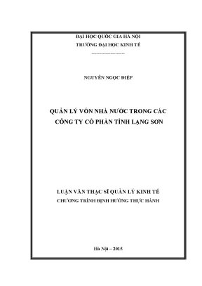 Luận văn thạc sĩ quản lý vốn nhà nước trong các công ty cổ phần tỉnh lạng sơn