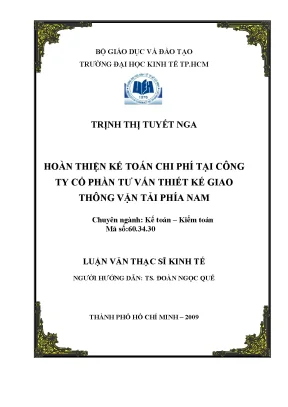 Luận văn thạc sĩ hoàn thiện kế toán chi phí tại công ty cổ phần tư vấn thiết kế giao thông vận tải phía nam luận văn thạc sĩ