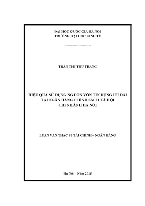 Luận văn thạc sĩ hiệu quả sử dụng nguồn vốn tín dụng ưu đãi tại ngân hàng chính sách xã hội chi nhánh hà nội