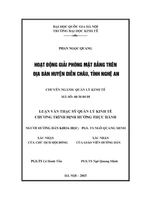 Luận văn thạc sĩ hoạt động giải phóng mặt bằng trên địa bàn diễn châu tỉnh nghệ an