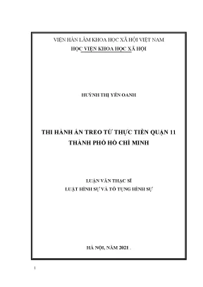 Luận văn thạc sĩ thi hành án treo từ thực tiễn quận 11 thành phố hồ chí minh